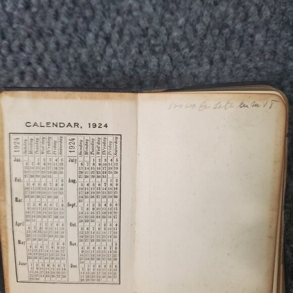 Vtg 1920s 1924 Pocket Calendar Some Writing Inside Black Power Class E Liverpool - Picture 4 of 6